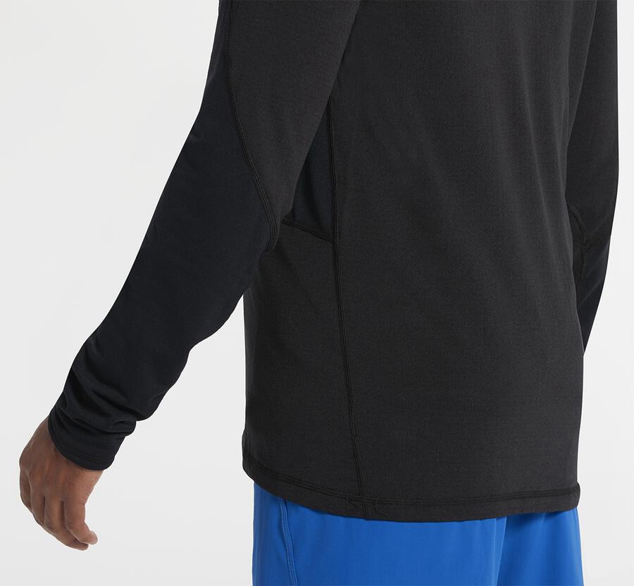 Hoka One One Tops Mens Black - 1/2 Zip Midlayer - 83072BAET